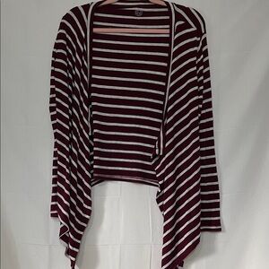 SO Burgundy and White Striped Cardigan